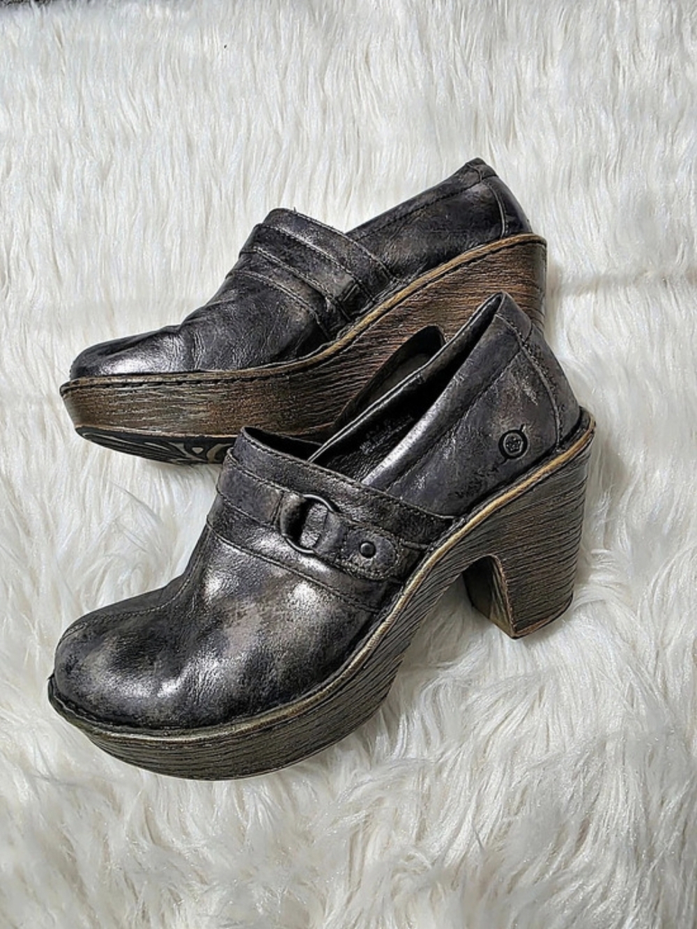 Born Leather Clogs Black US 9.5